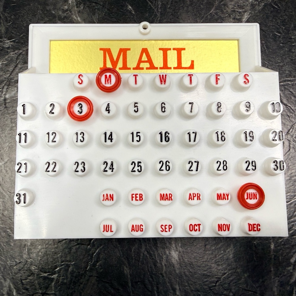 Vintage Letter Holder with Ring-A-Date Calendar - Picture 7 of 13